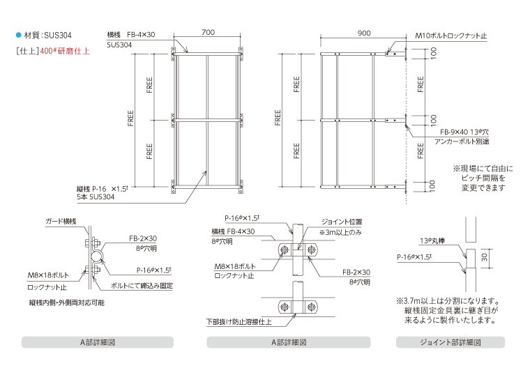 L-12 FREEタイプ安全ガード（改修・後施工用）